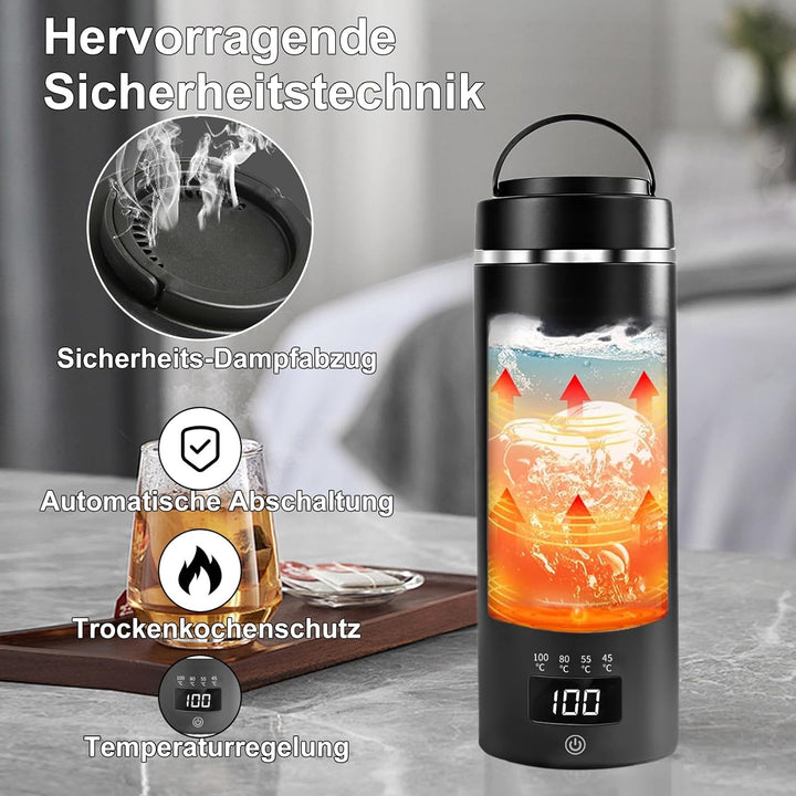 Wasserkocher Klein 450 ml - 4 Temperatureinstellungen Mini Wasserkocher zum Anschliessen Edelstahl 3