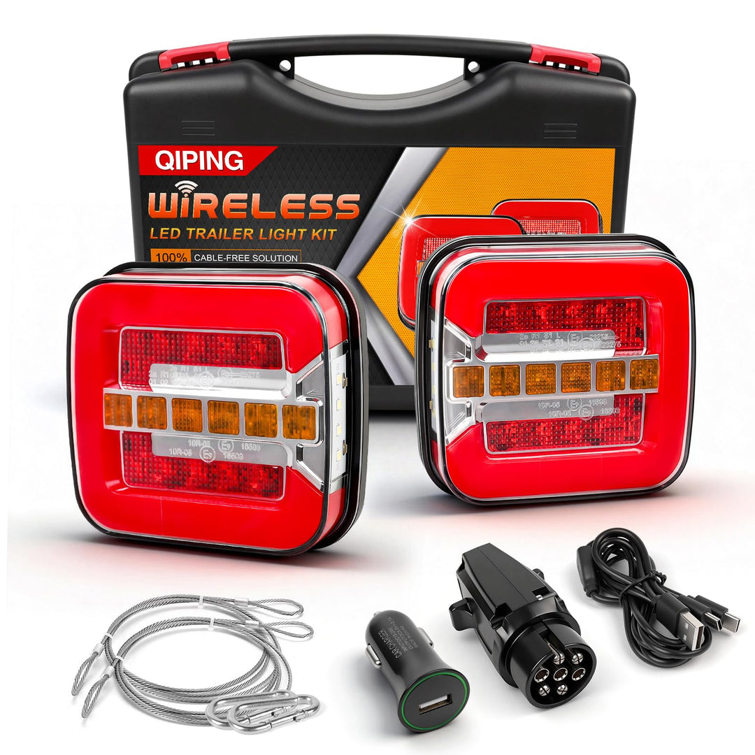 Qiping 2 Pack Kabelloss Anhängerbeleuchtung LED 12V Wireless Wasserdicht Wiederaufladbar Magnetische