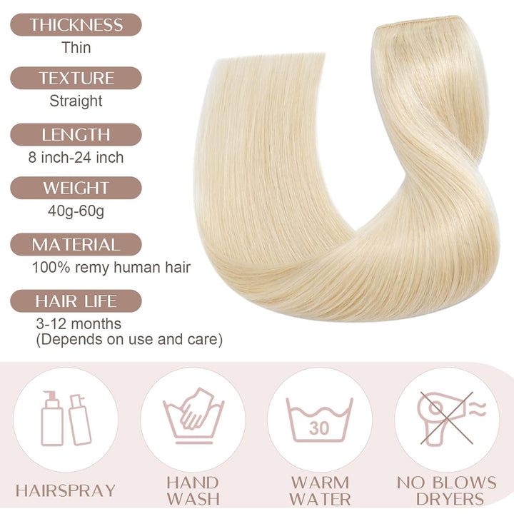 SEGO Clip in Extensions Echthaar Haarverlängerungen Remy 7A 100% Echtes menschliches Haar 1 Teilig 5