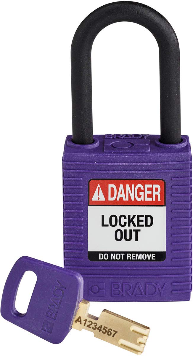 Brady (NYL-PRP-38PL-KD) SafeKey Nylon Lockout-Vorhängeschloss Mit Nylon Bügel 38.00 mm Lila KD - Ver