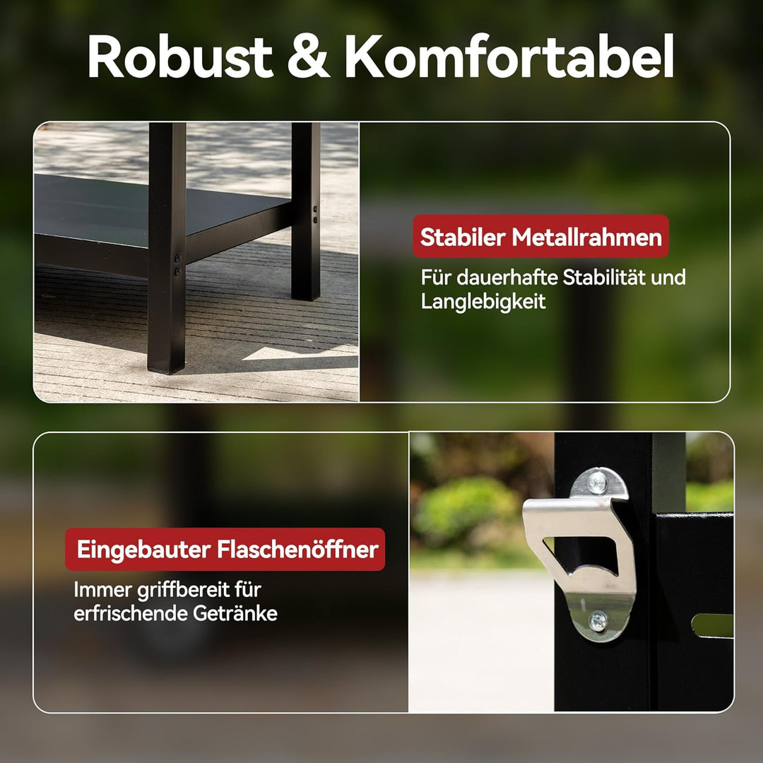 Royal Gourmet Grillwagen Rollwagen mit Edelstahl-Platte für Tischgrill und Pizzaofen, Outdoor Servie