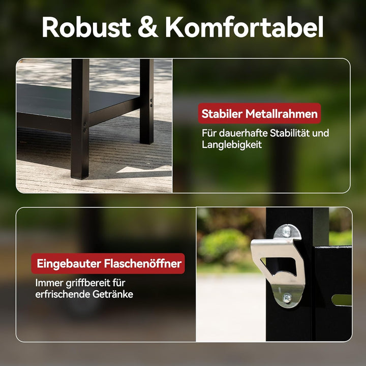 Royal Gourmet Grillwagen Rollwagen mit Edelstahl-Platte für Tischgrill und Pizzaofen, Outdoor Servie