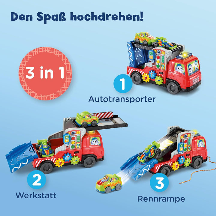 Vtech Baby - Babys Autotransporter – Interaktiver Abschleppwagen, der Musik, Sätze und Geräusche abs