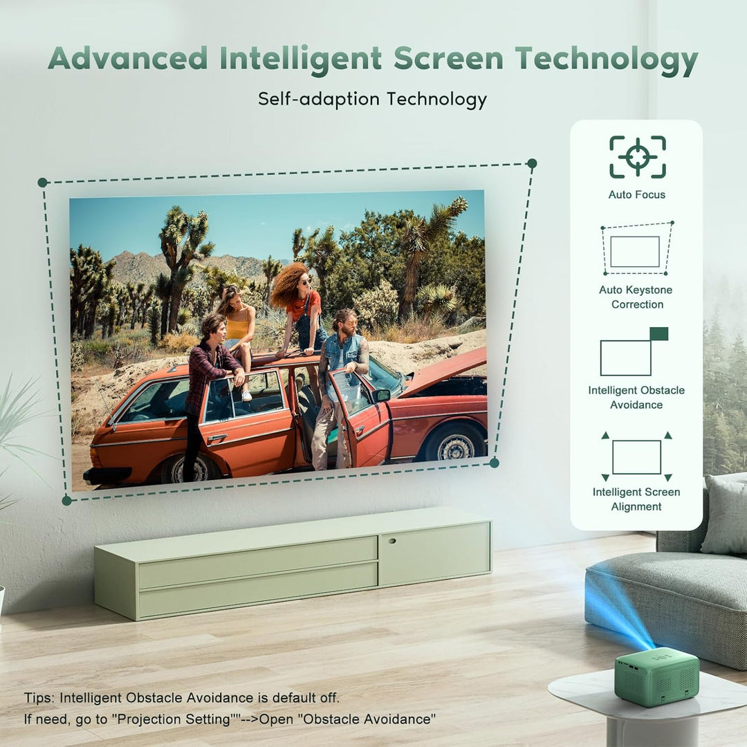 【Autofokus/Trapezkorrektur】Beamer 4K Unterstüt WiFi6 Bluetooth, 18000L Native 1080P Full HD Mini Bea