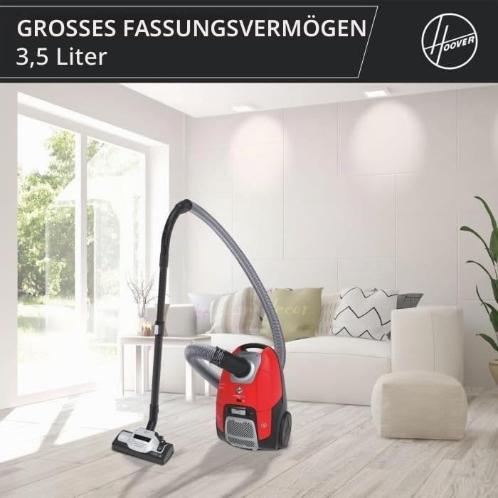 Hoover Bodenstaubsauger mit 3,5 L Beutel – leiser Staubsauger (69 dBA) mit automatischem Beutelentso