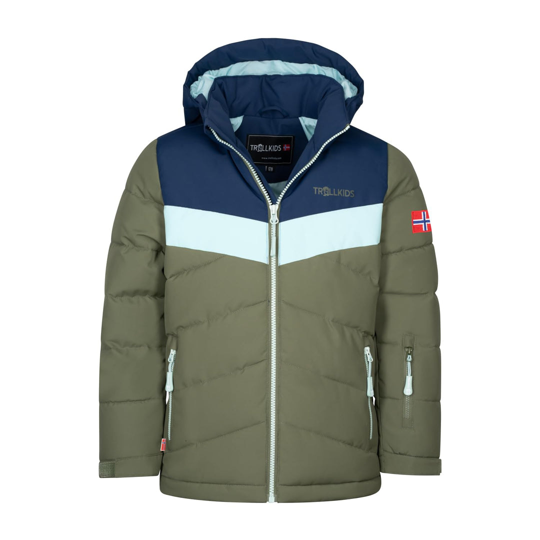 Trollkids Girls Gryllefjord Jacket Navy/Olive 98, Navy/Olive 98
