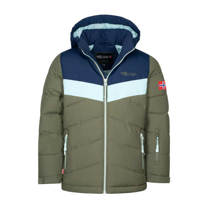 Trollkids Girls Gryllefjord Jacket Navy/Olive 98, Navy/Olive 98