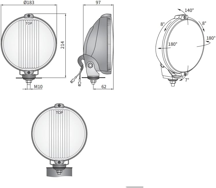 Mlx MelTruck 2x Fernscheinwerfer LED RING Chrom Zusatzscheinwerfer 12V Positionslicht ø183 mit Glühb