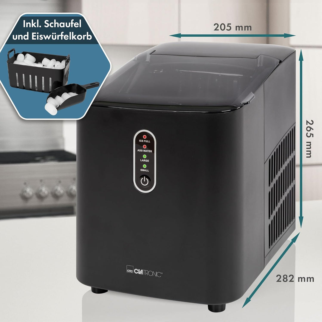 Clatronic® Eiswürfelmaschine schnelle Produktion - Eiswürfel in 10 Minuten | bis zu 10kg Eis in 24 S