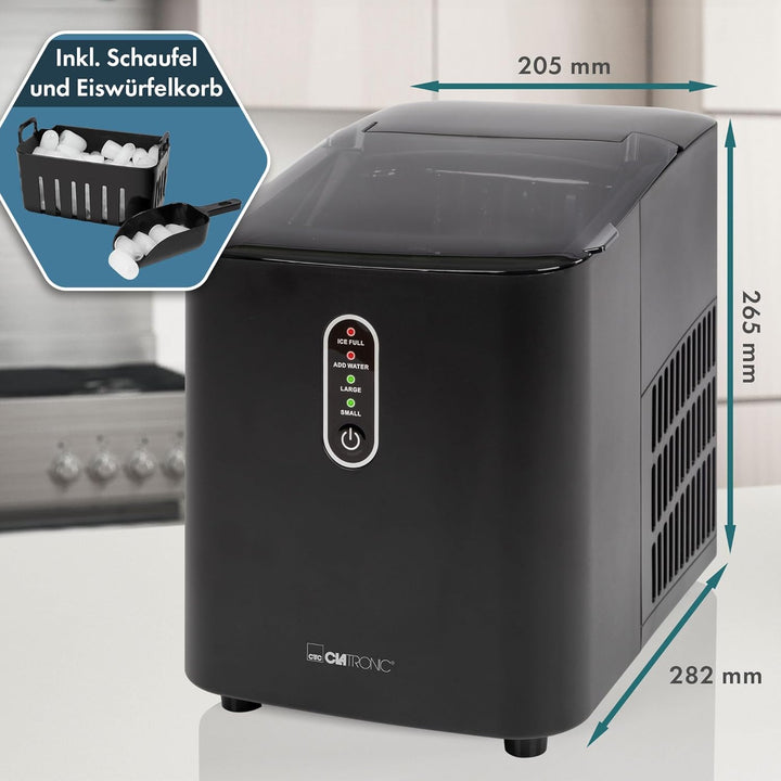 Clatronic® Eiswürfelmaschine schnelle Produktion - Eiswürfel in 10 Minuten | bis zu 10kg Eis in 24 S