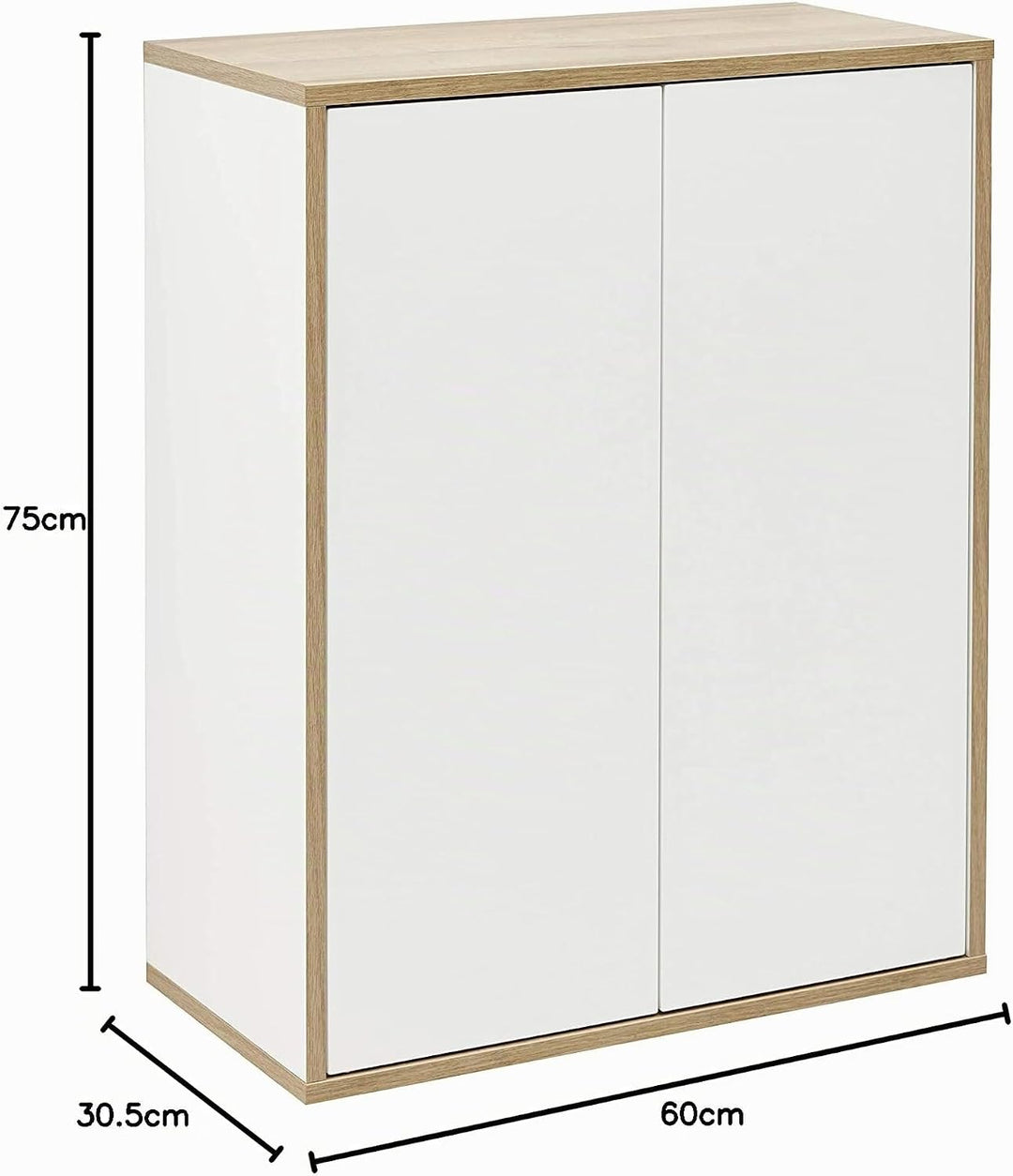 FACKELMANN Finn Midischrank (60 x 75 x 30,5 cm) – Badezimmerkommode mit 2 Einlegeböden aus Glas – Ba