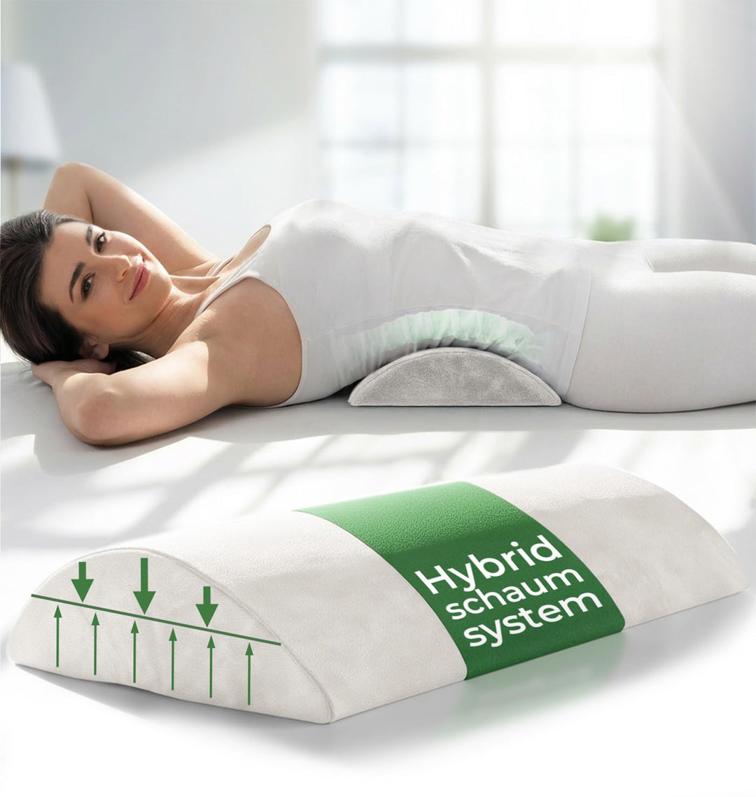 WELL B4 Ergonomisches Lendenwirbelkissen für Bett &amp; Sofa - Lendenkissen zur Rückenstütze im Liegen -