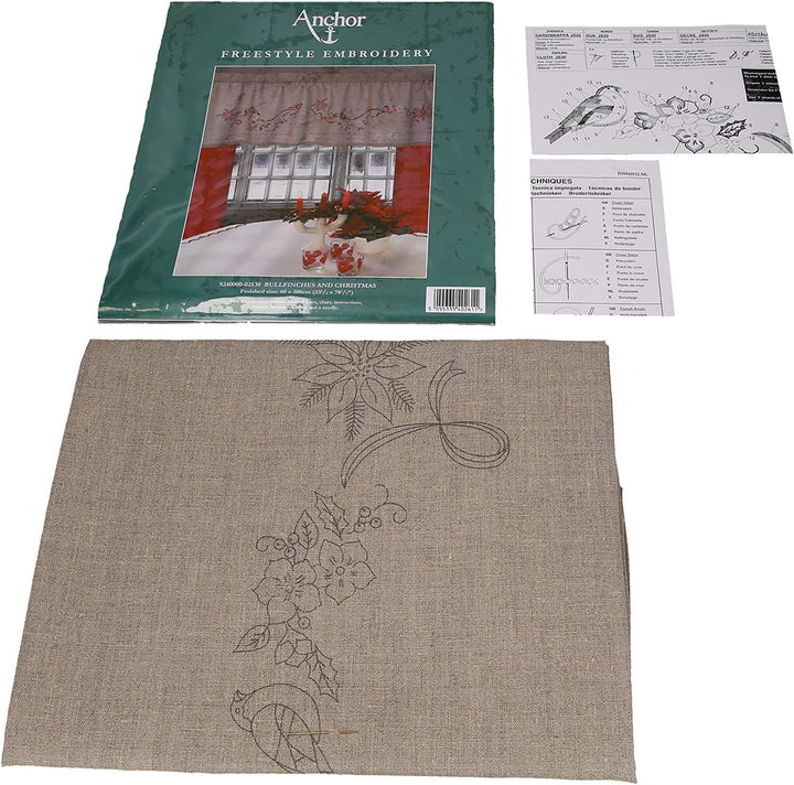 Anchor Kits Canvas, 100% Baumwolle, Bullfinches and Christmas Pelmet, 60 x 200 cm