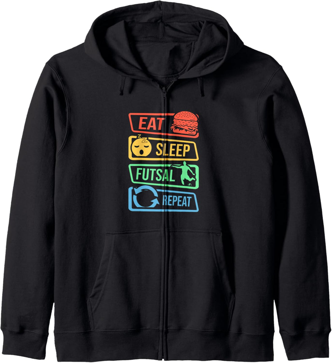 Eat Sleep Futsal Repeat Fussballspieler für den Innenbereich Kapuzenjacke