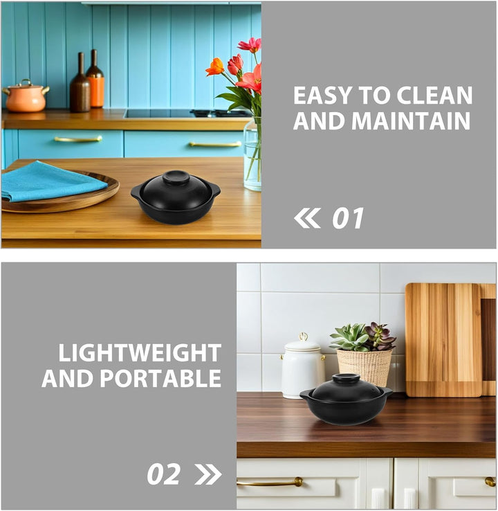 MAGICLULU Tontopf Zum Kochen Mit Deckel Terrakotta-Auflaufform Für Koreanisches Tonkochtopf Für Reis