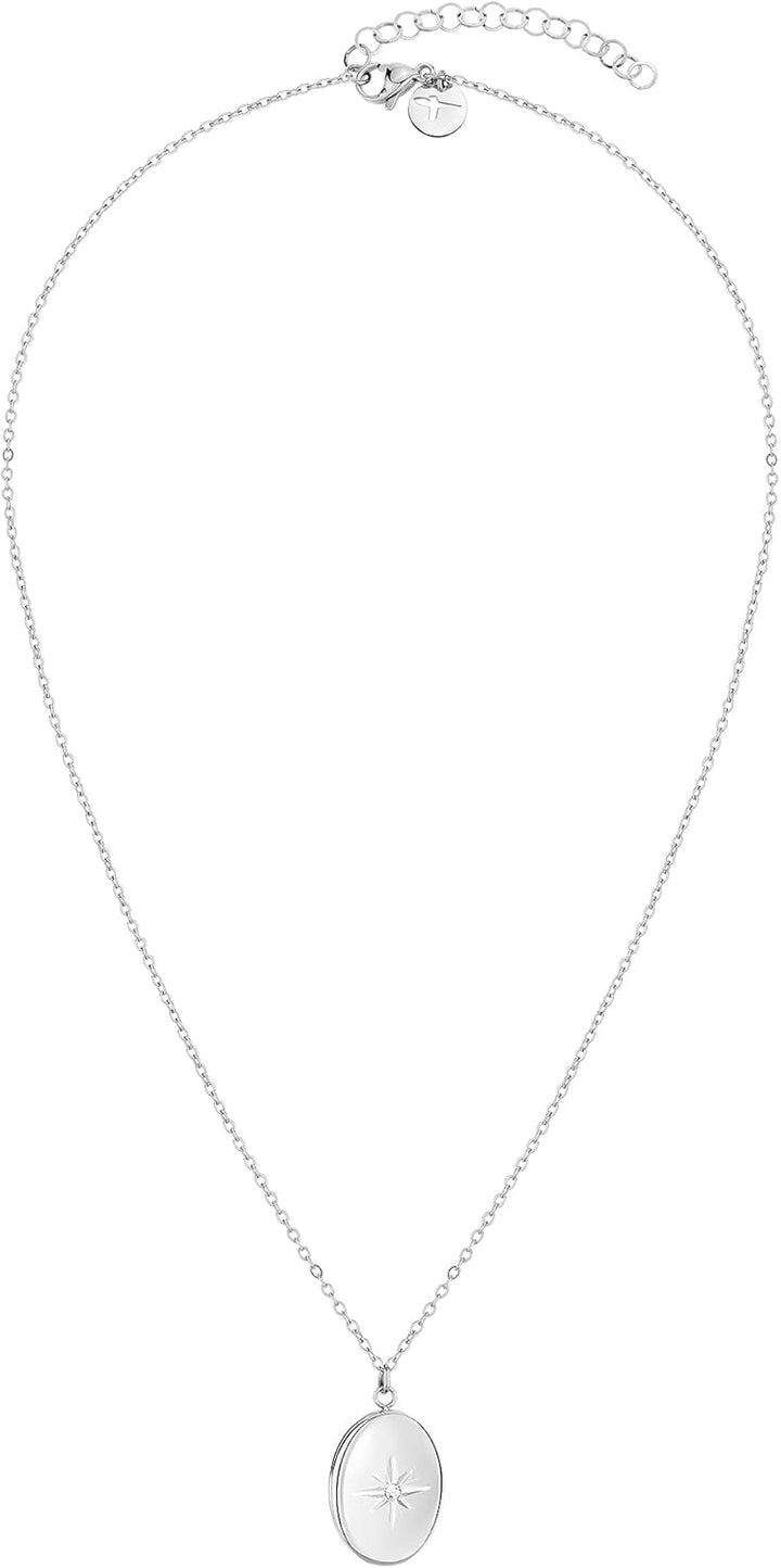 Tamaris Halskette für Damen, Halsschmuck in Silber, Gold & Roségold, Kette mit Amulett aus Edelstahl