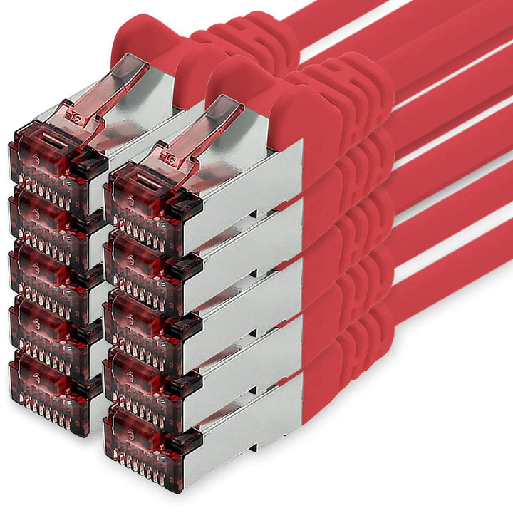 Netzwerkkabel Cat.6 10m rot - 10 x Ethernetkabel Lankabel Cat6 Lan Netzwerk Kabel Sftp Pimf Patchkab