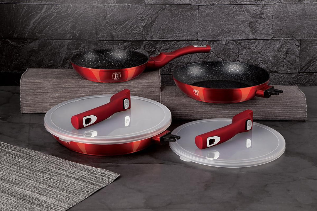 Berlinger Haus - BH/7053-5 PCS Frypan -Set mit abnehmbarem Griff, Ausgabe der Burgundy Metallic Line