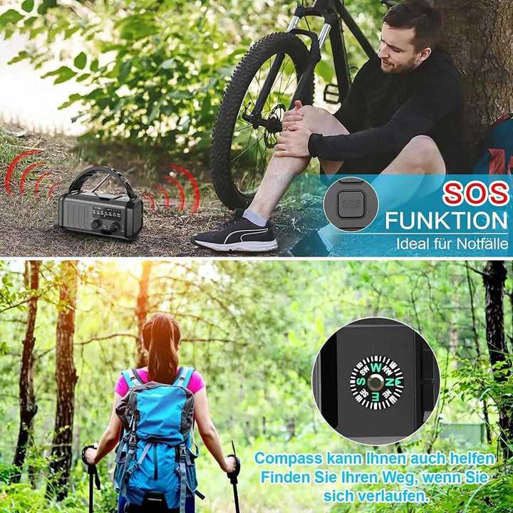 Ishiva 10000mAh Notfall Solarradio, Handkurbel und Batteriebetrieb, AM/FM tragbares wiederaufladbare