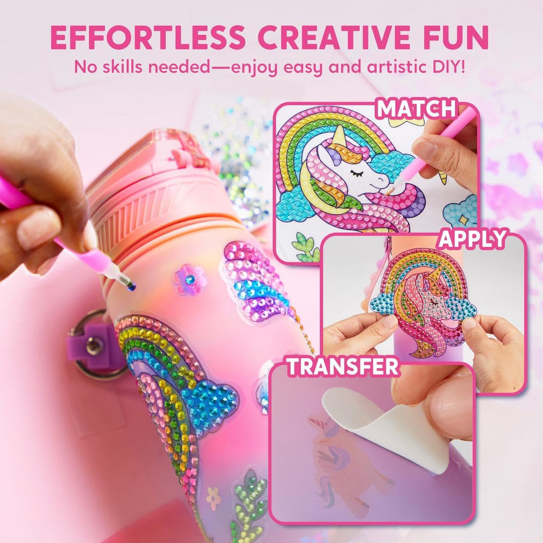 Klever Kits Kreatives Bastelspielzeug-Set,Wasserflaschen-Dekorationmit Einhorn für Kinder,Kunst und