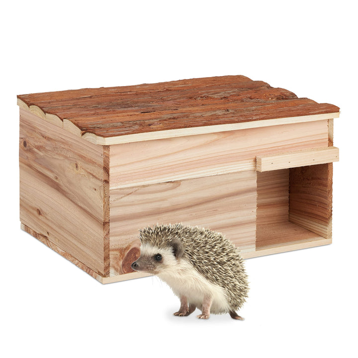 Relaxdays Igelhaus, Holz, Igelhotel mit Boden, katzensicher, Winterquartier für Igel Garten, HBT: 21