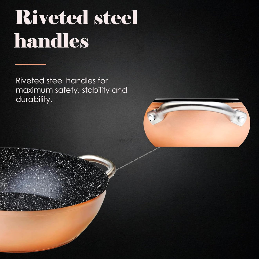 WECOOK! Professional Niedrige Kochtopf 24 cm Induktion, Ökologischer Antihaft-Stein ohne PFOA, Gesch