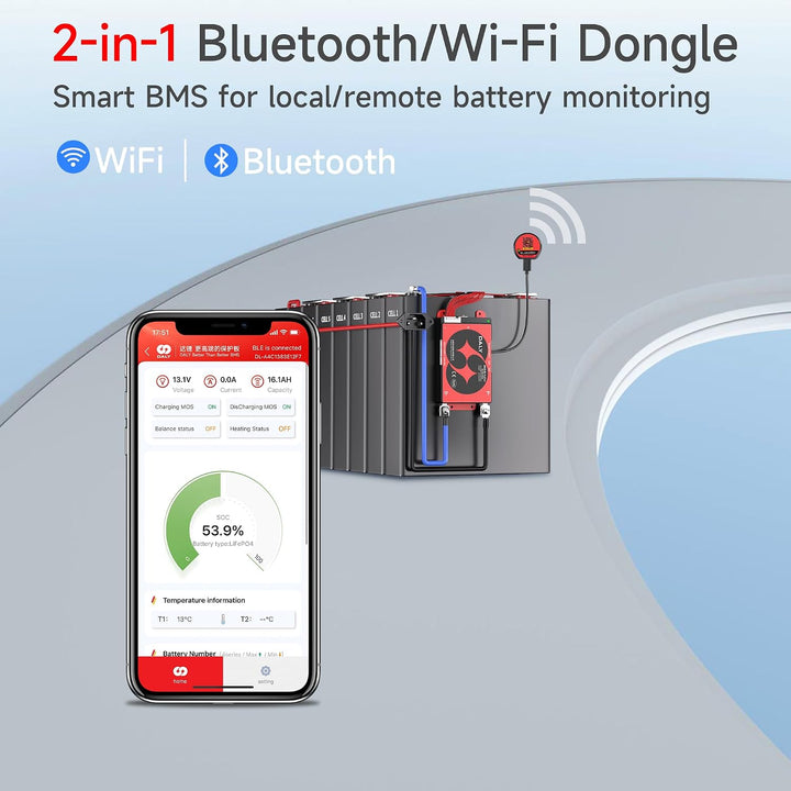 DALY BMS 24V 8S 100A Smart Battery Management System mit 3 Zoll LCD Display, WiFi Bluetooth, RS485 C