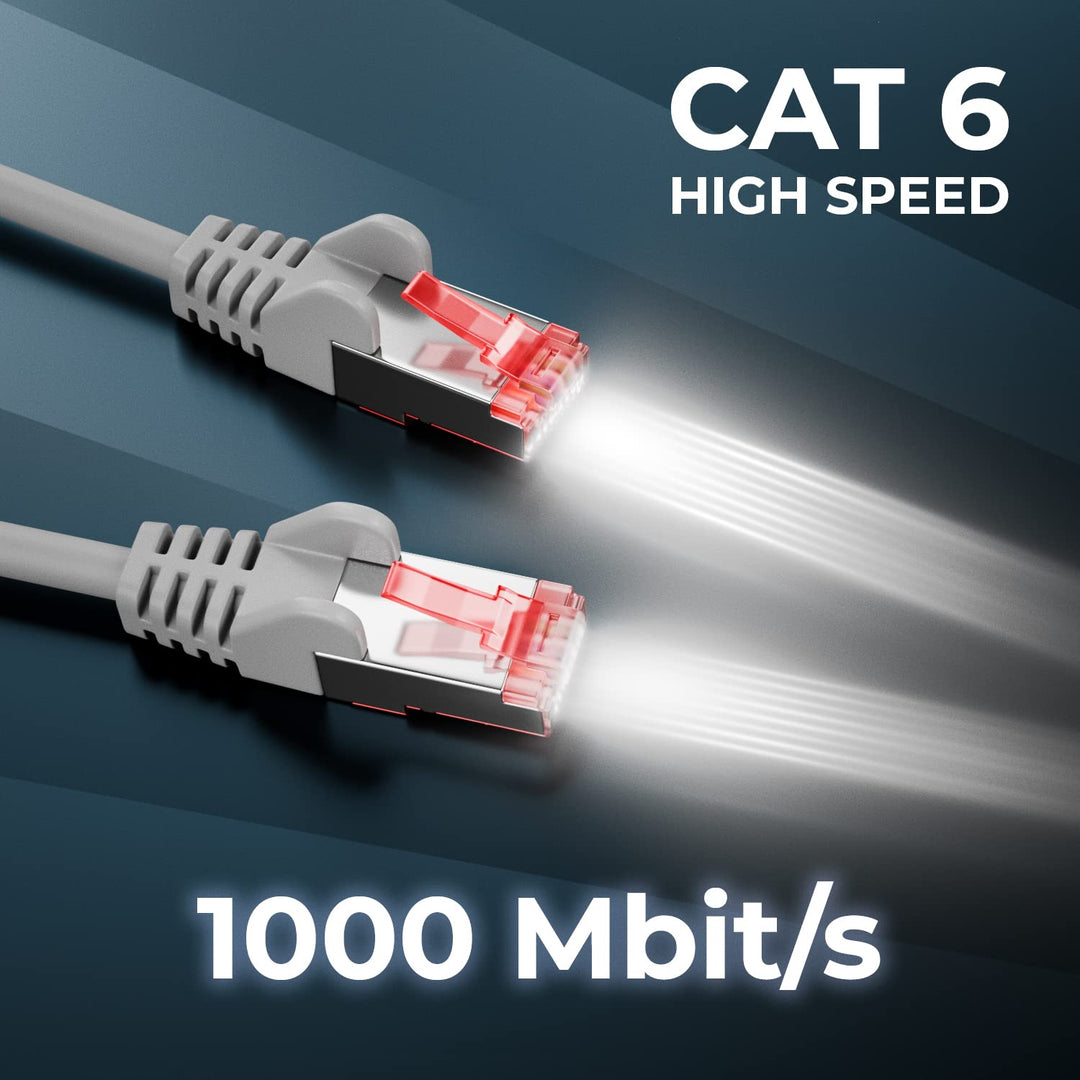 deleyCON 2m CAT6 Patchkabel RJ45 S/FTP PIMF, 10 Stück - Grau | CAT-6 Netzwerkkabel Ethernetkabel, LA