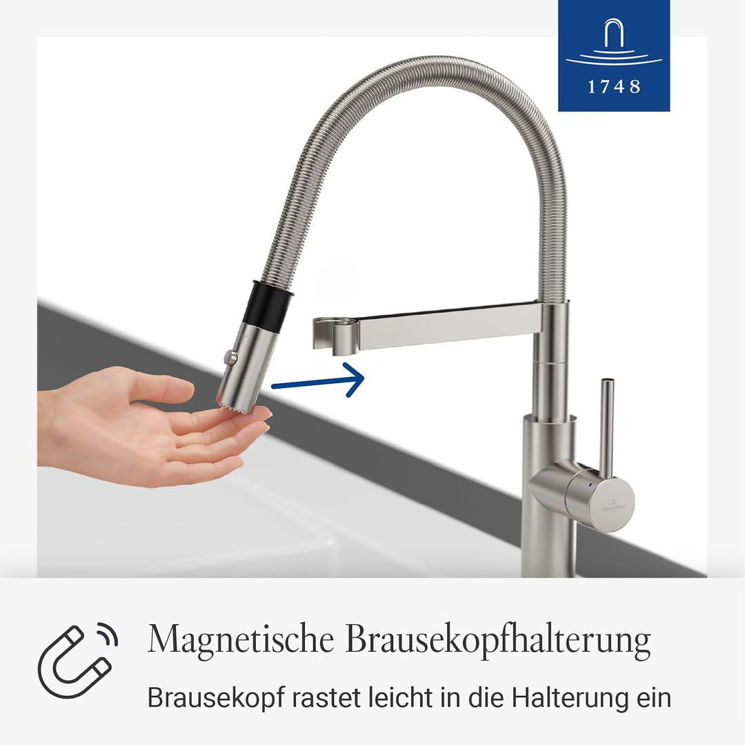 Villeroy & Boch Steel Expert Compact Window Küchenarmatur, Hochdruck, Wasserhahn Küche mit Vorfenste