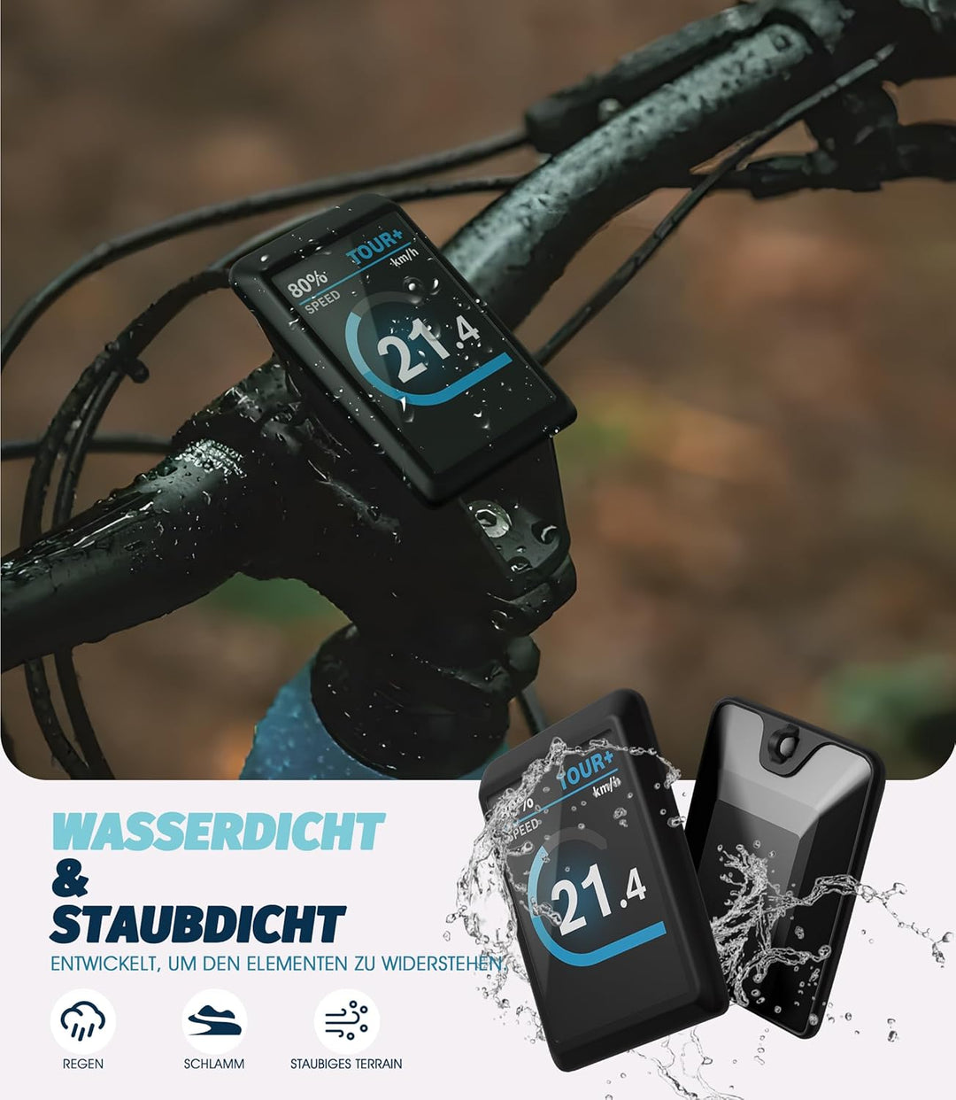 NEWZEROL 2 in 1 Schutzhülle Kompatibel für Bosch Kiox 500 Hart Tasche mit Display Cover, wasserdicht