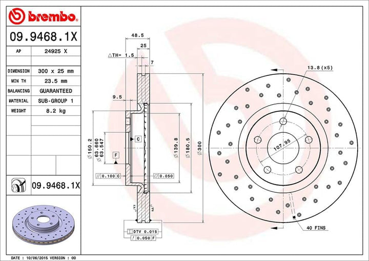 BREMBO 09.9468.1X Bremsscheiben