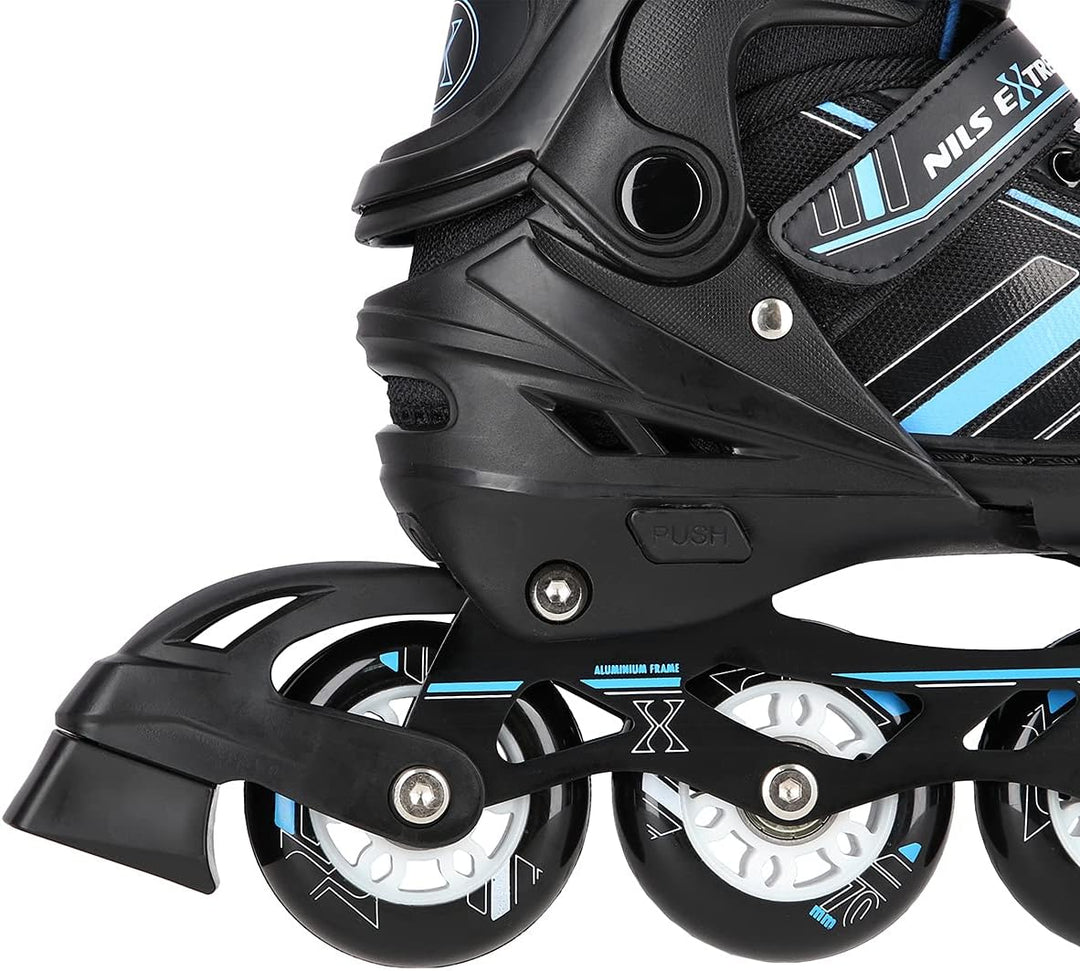 Nils Extreme NH18191 2-in-1 Inline-Skates und Schlittschuhe, Schwarz/Blau, Verstellbare Grösse