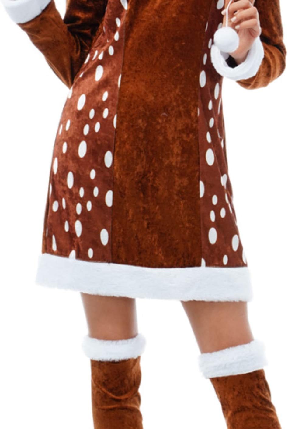 Chaks Damen Kostüm REH Sophie Kleid braun Verkleidung Waldbewohner Fasching Karneval (XS), XS
