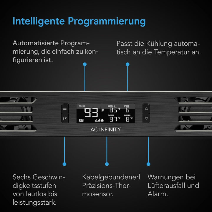 AC Infinity CLOUDPLATE T6, Rack-Montage-Lüfter 1U, Front-Abluftstrom, zur Kühlung von AV-Geräten, He