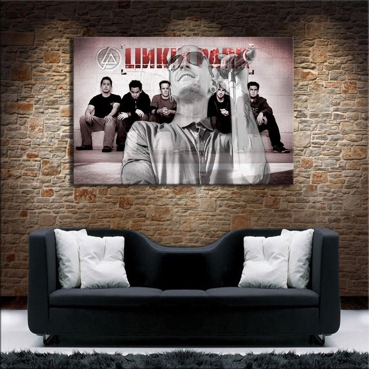 Myartstyle - Bilder Linkin Park Band 70 x 50 cm Leinwandbild XXL - Wandbild 1 Teilig - Gerahmter Kun