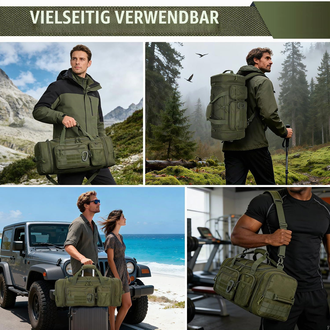 Taktische Reisetasche Sporttasche 40-45L Erweiterbar 3-in-1 Sporttaschen Herren Mittel mit Schuhfach