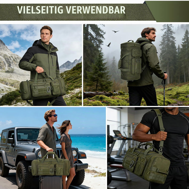Taktische Reisetasche Sporttasche 40-45L Erweiterbar 3-in-1 Sporttaschen Herren Mittel mit Schuhfach