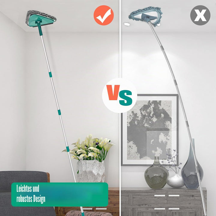 JEHONN Bodenwischer Wischmopp mit Langem Griff 200CM, 3-In-1 Wand Mop mit 6 Ersatz Mikrofaser Chenil