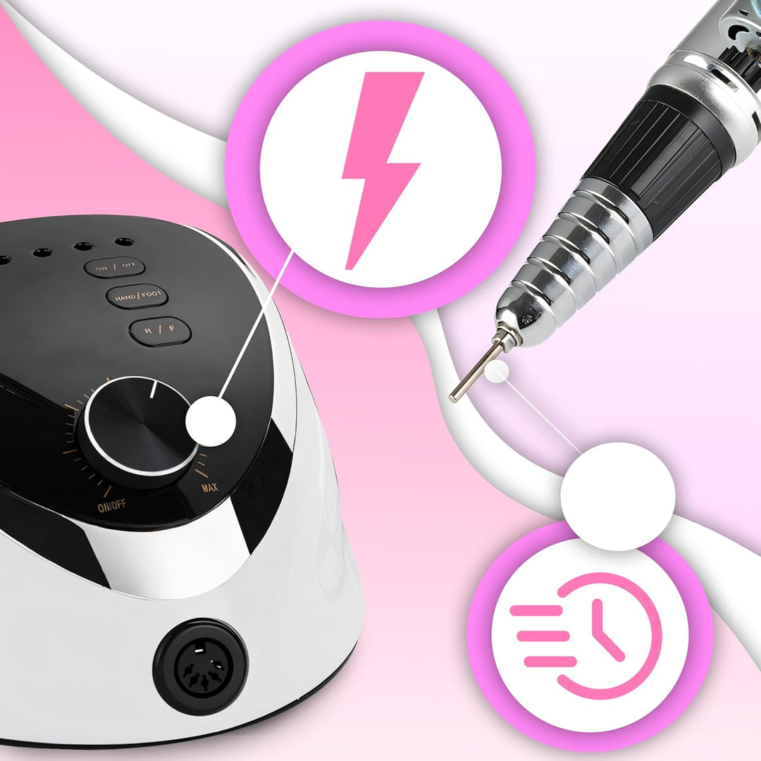 Retoo Nagelfräser Elektrische 35000 U/Min Professionelle Nagelfeile mit LED Display Fräser für Gelnä