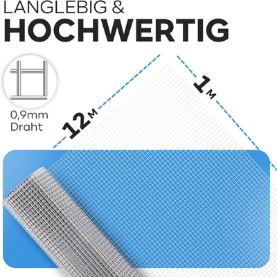 KrapTrap 10x10mm Masche I Volierendraht Drahtgitter Drahtzaun Käfigzaun Hasendraht (1m x 12m), 1m x