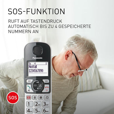 Panasonic KX-TGE522GS DECT Seniorentelefon mit Notruf (Grosstastentelefon mit Anrufbeantworter, schn