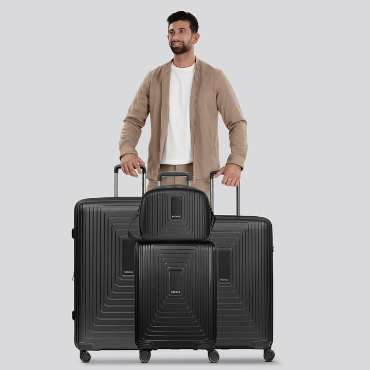 REDOLZ Hartschalen Koffer-Set-4-teilig | S 55 cm (ohne Laptopfach) + M 66 cm + L 77 cm + Beauty-Case