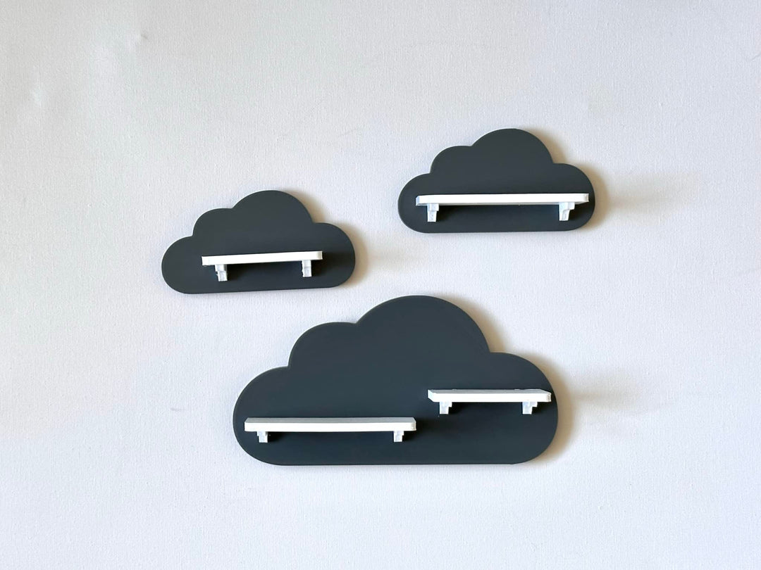 3er Wolken-Set passend/Kompatibel für die Toniebox Toniefiguren (Dunkelgrau) Grau, Dunkelgrau, Grau,