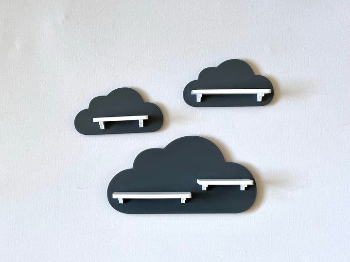 3er Wolken-Set passend/Kompatibel für die Toniebox Toniefiguren (Dunkelgrau) Grau, Dunkelgrau, Grau,