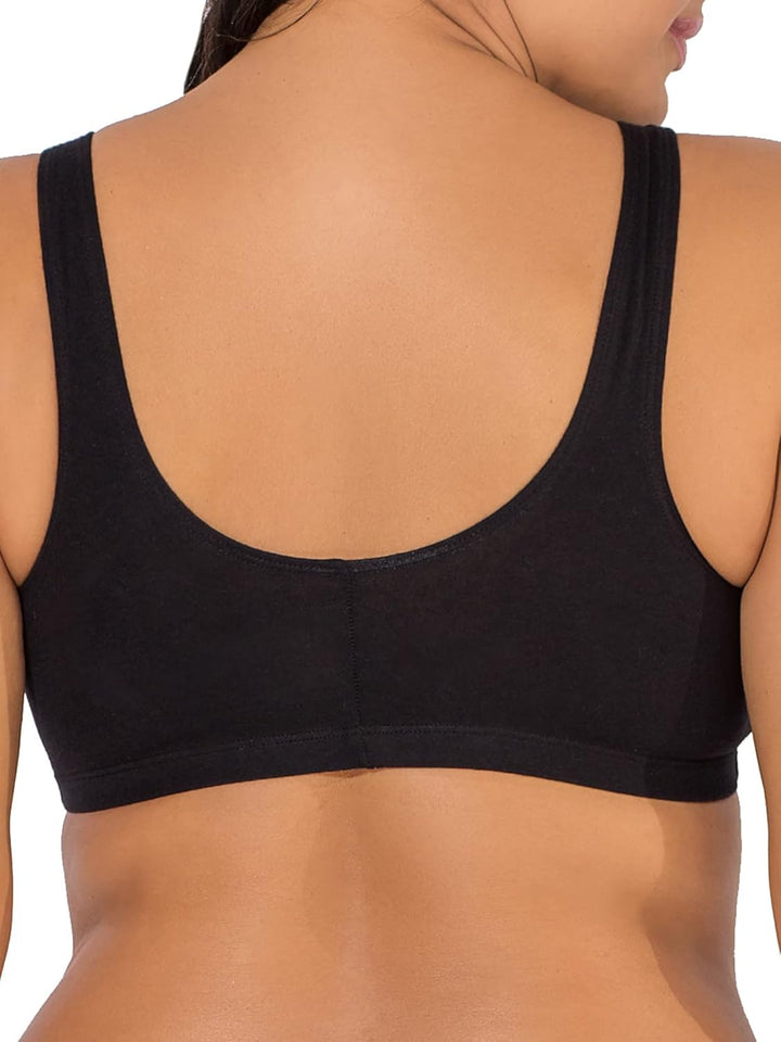Fruit of the Loom Women's Front Close Builtup Sports Bra, Black