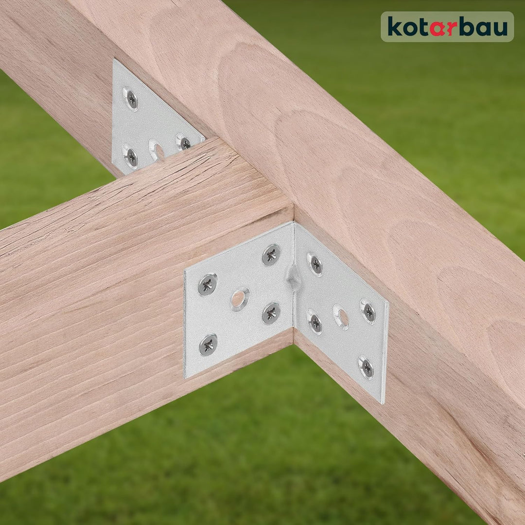 KOTARBAU 25er Set Winkelverbinder 50 x 50 x 40 x 2 mm mit Sicke Verzinkt Stahl Bauwinkel Montagelöch