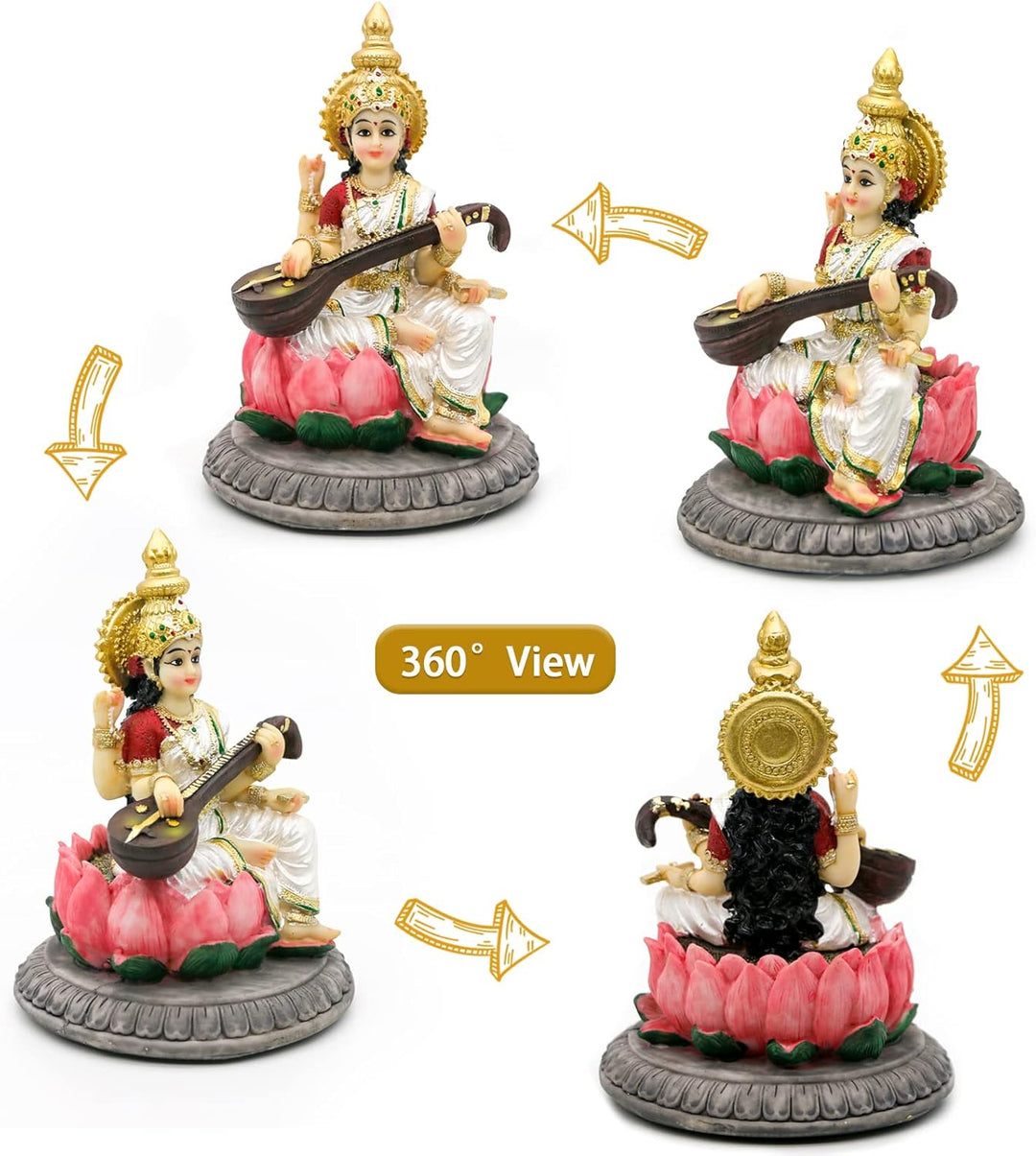 Hinduistische Göttin Saraswati Idol Statue – 13 cm H Saraswati Statue indische spirituelle Kultur Sk