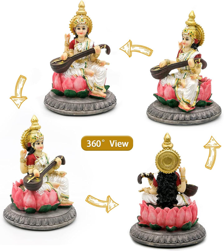 Hinduistische Göttin Saraswati Idol Statue – 13 cm H Saraswati Statue indische spirituelle Kultur Sk