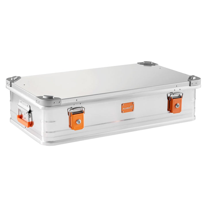 Alubox Alukiste abschliessbar E92-17 - Premium Aluminium Lagerbox 50 Liter - Deckel mit Aluminium Dr