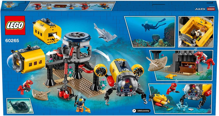 LEGO 60265 City Meeresforschungsbasis, U-Boot-Spielzeug mit Meerestieren-Figuren, tolles Geschenk fü